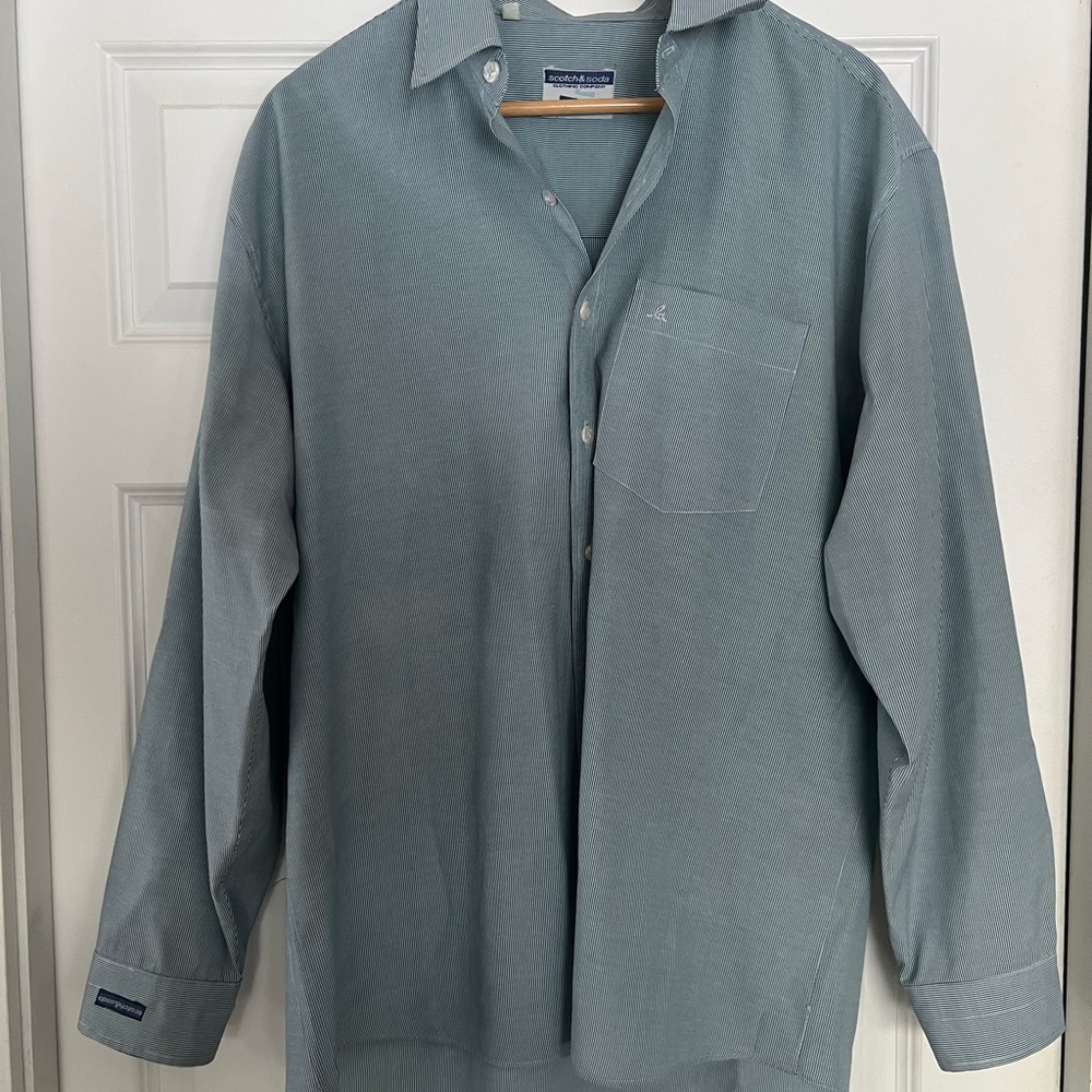 Scotch & Soda Blue Stripe Button-Up Shirt | Men’s L